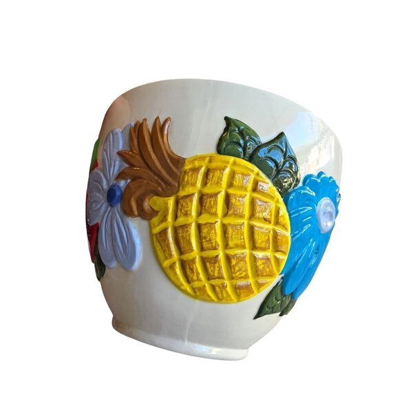 Colorful Ceramic Bowl With 3D Fruit & Floral Design - Picture 1 of 13